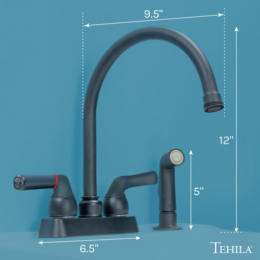 Tehila Black Finish Gooseneck Faucet with Side Sprayer - view 2