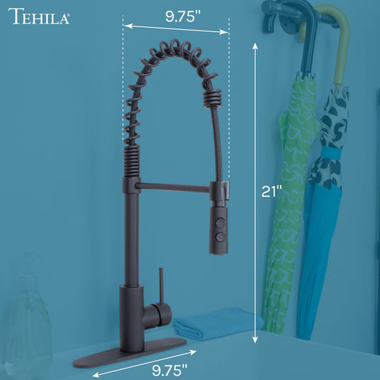 Tehila Black Finish High Arc Coil Pull-Down Faucet - view 2