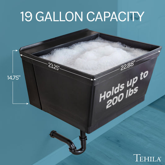 Tehila Standard Wall-Mounted Black Utility Sink, Water Supply Lines Included - view 2