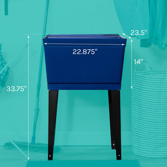 Tehila Standard Freestanding Blue Utility Sink with Black Legs, Water Supply Lines Included - view 2