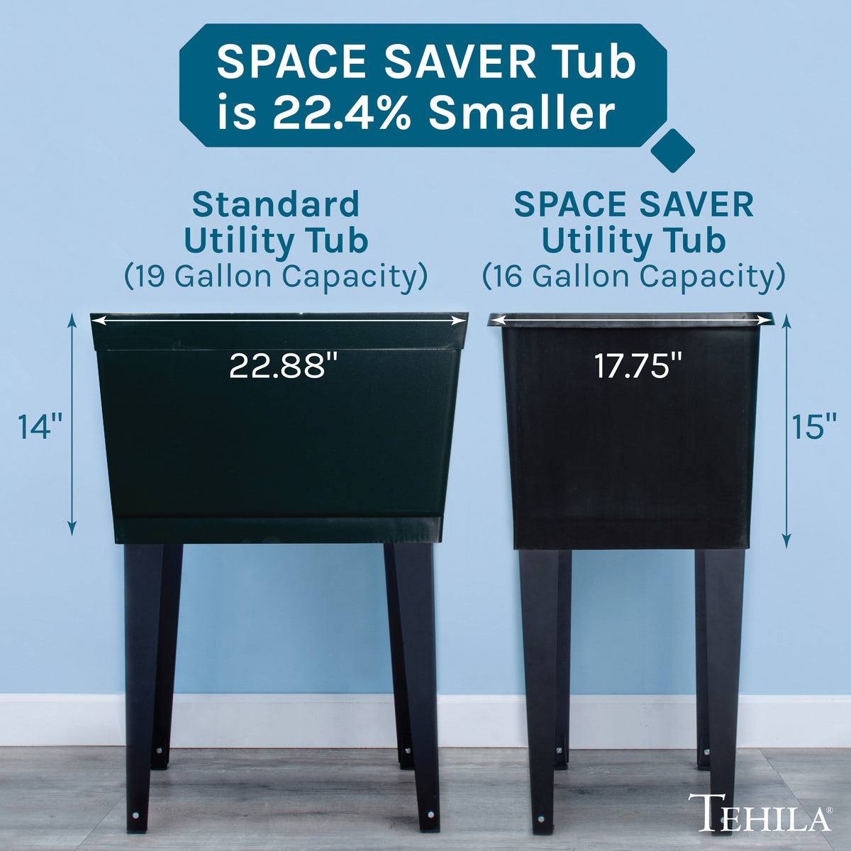 Tehila Space Saver Freestanding Black Utility Sink with Stainless Steel Finish Gooseneck Faucet and Side Sprayer - view 4