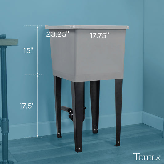 Tehila Space Saver Freestanding Grey Utility Sink - view 2