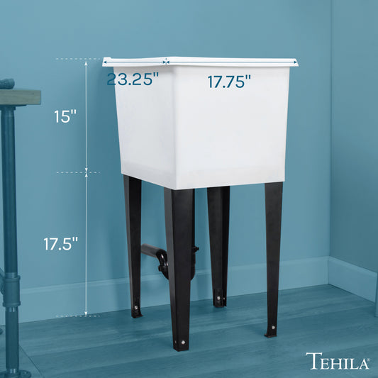 Tehila Space Saver Freestanding White Utility Sink - view 2