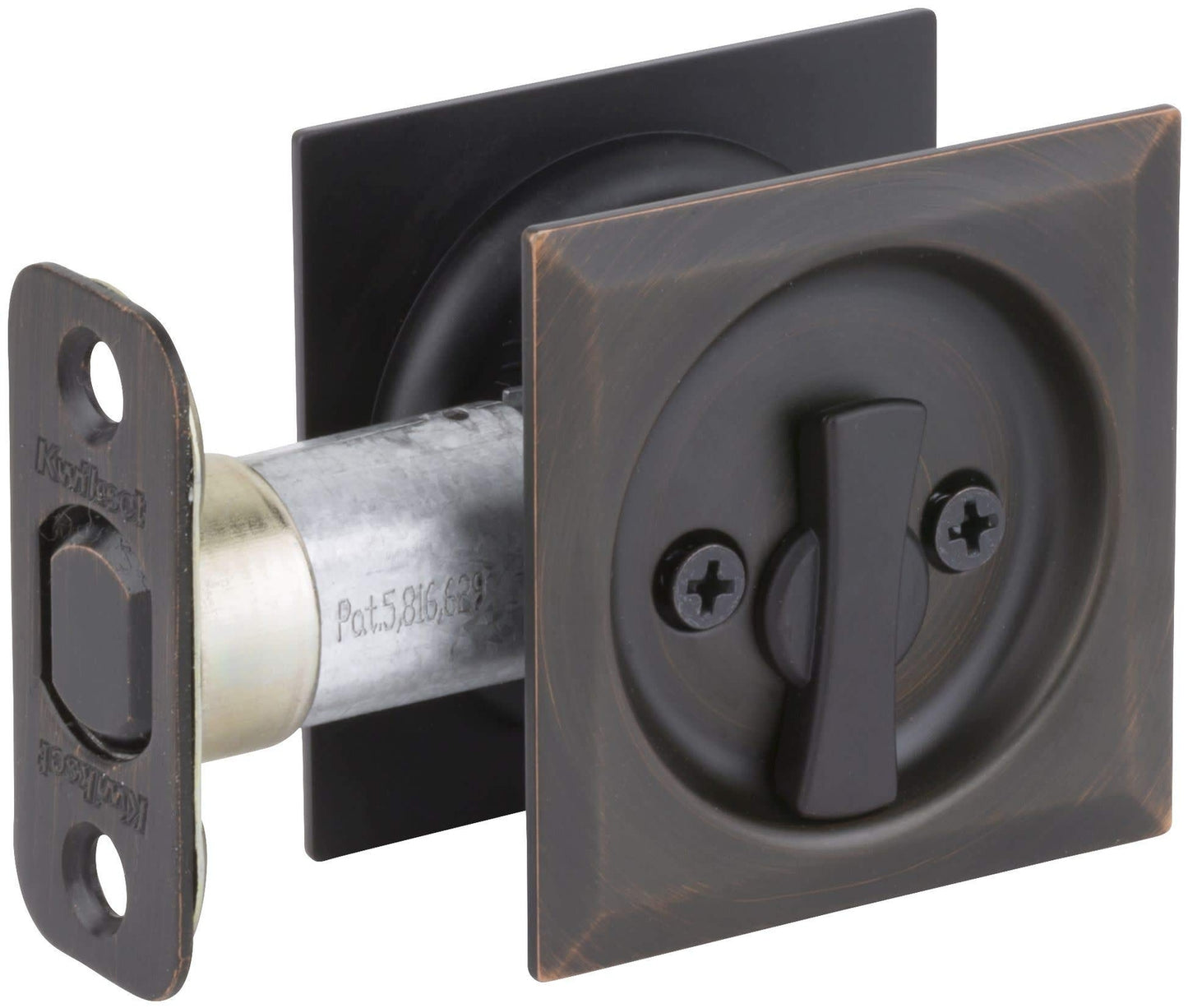 Kwikset 335SQT-11P Square Privacy Pocket Door Lock Venetian Bronze Finish