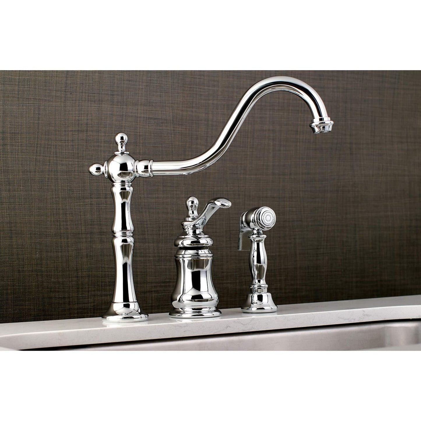 Kingston Brass KS7801TPLBS Templeton KitchenFaucet with Sprayer, Polished Chrome