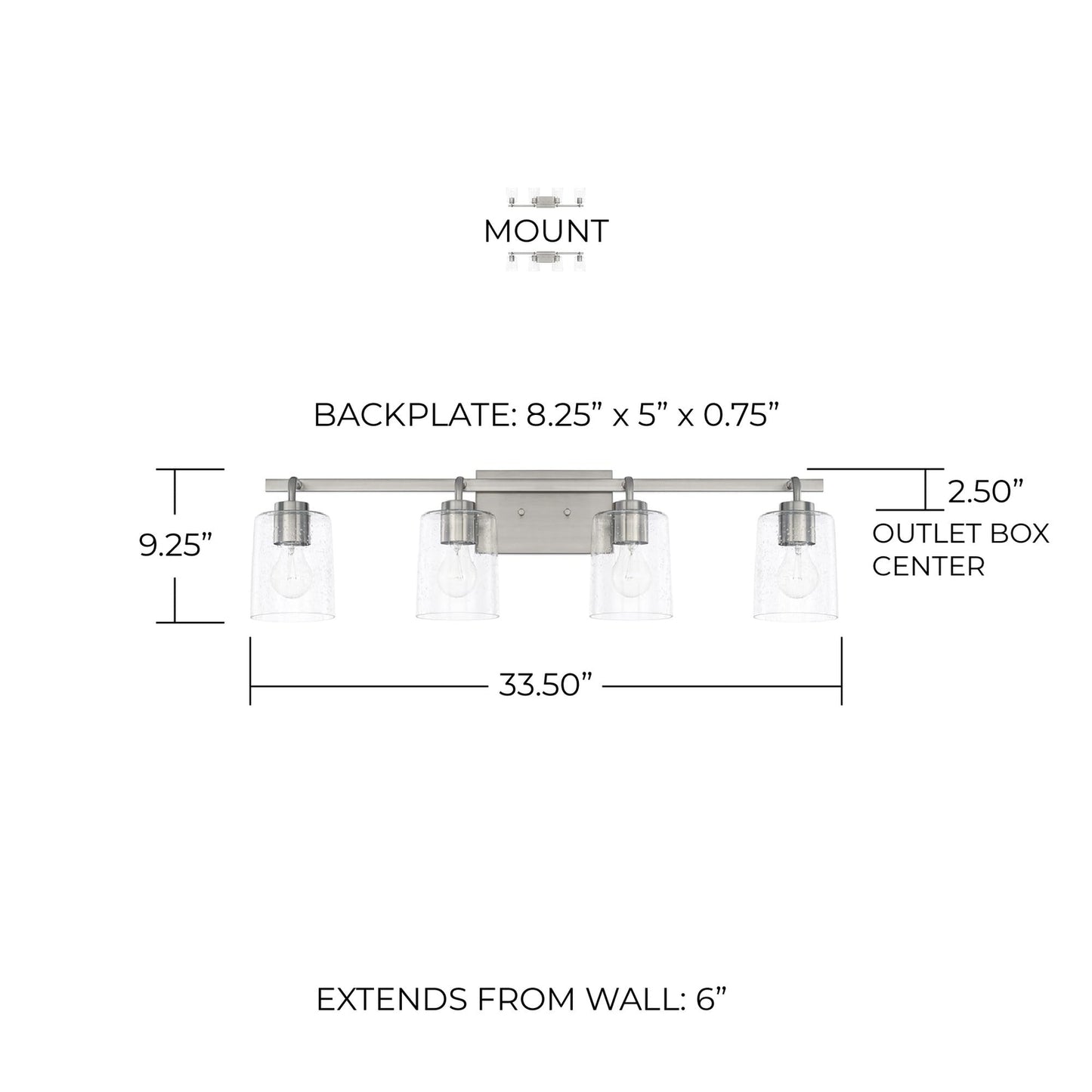 HomePlace Lighting 128541CH-449 Greyson Clear Glass Bathroom Vanity Wall Light