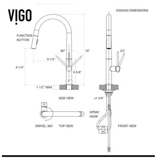 Vigo Greenwich VG02029MG Single-Handle Pull-Down Sprayer Kitchen Faucet - Matte - view 2