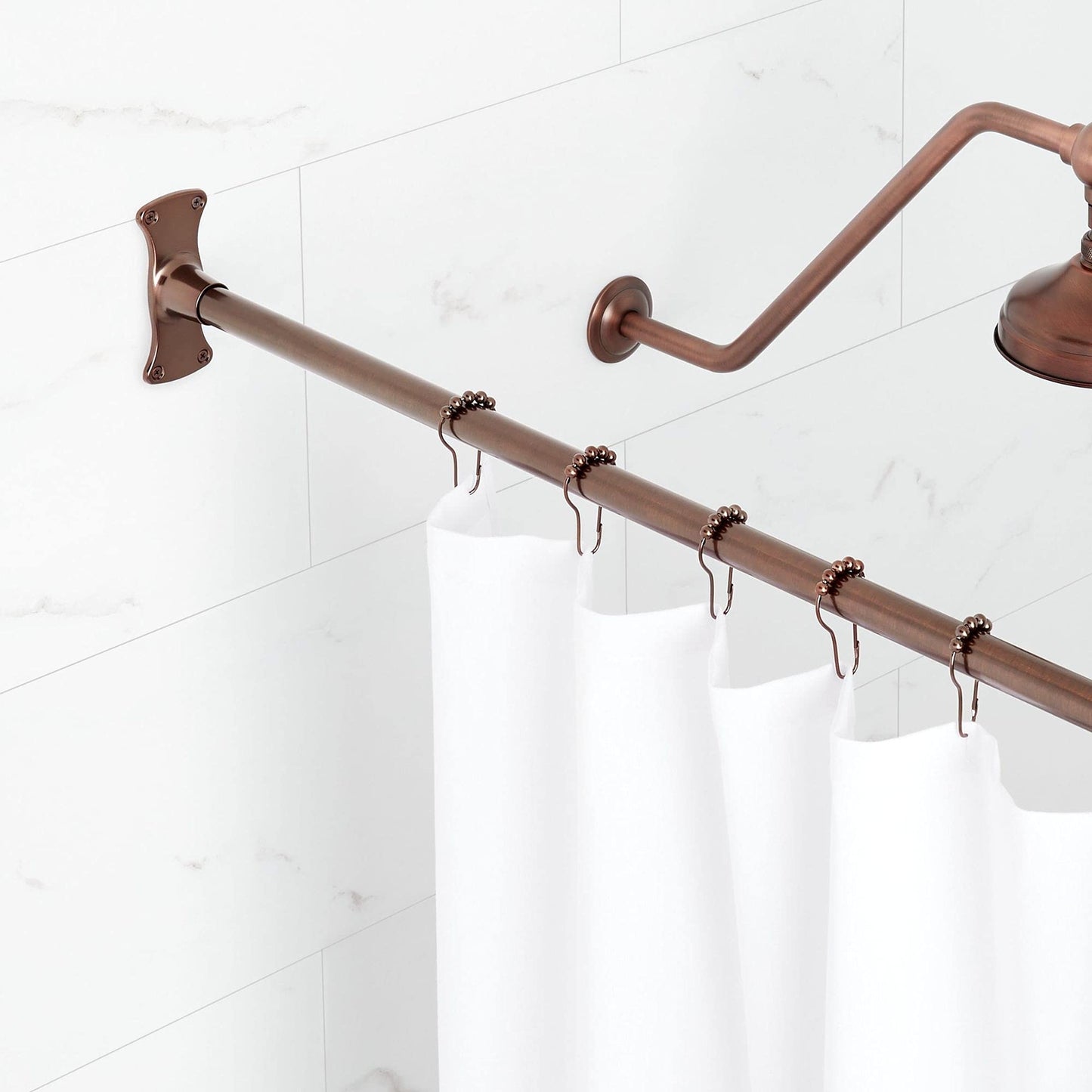 Signature Hardware 466738 60" Straight Brass Shower Rod - Brushed Gold