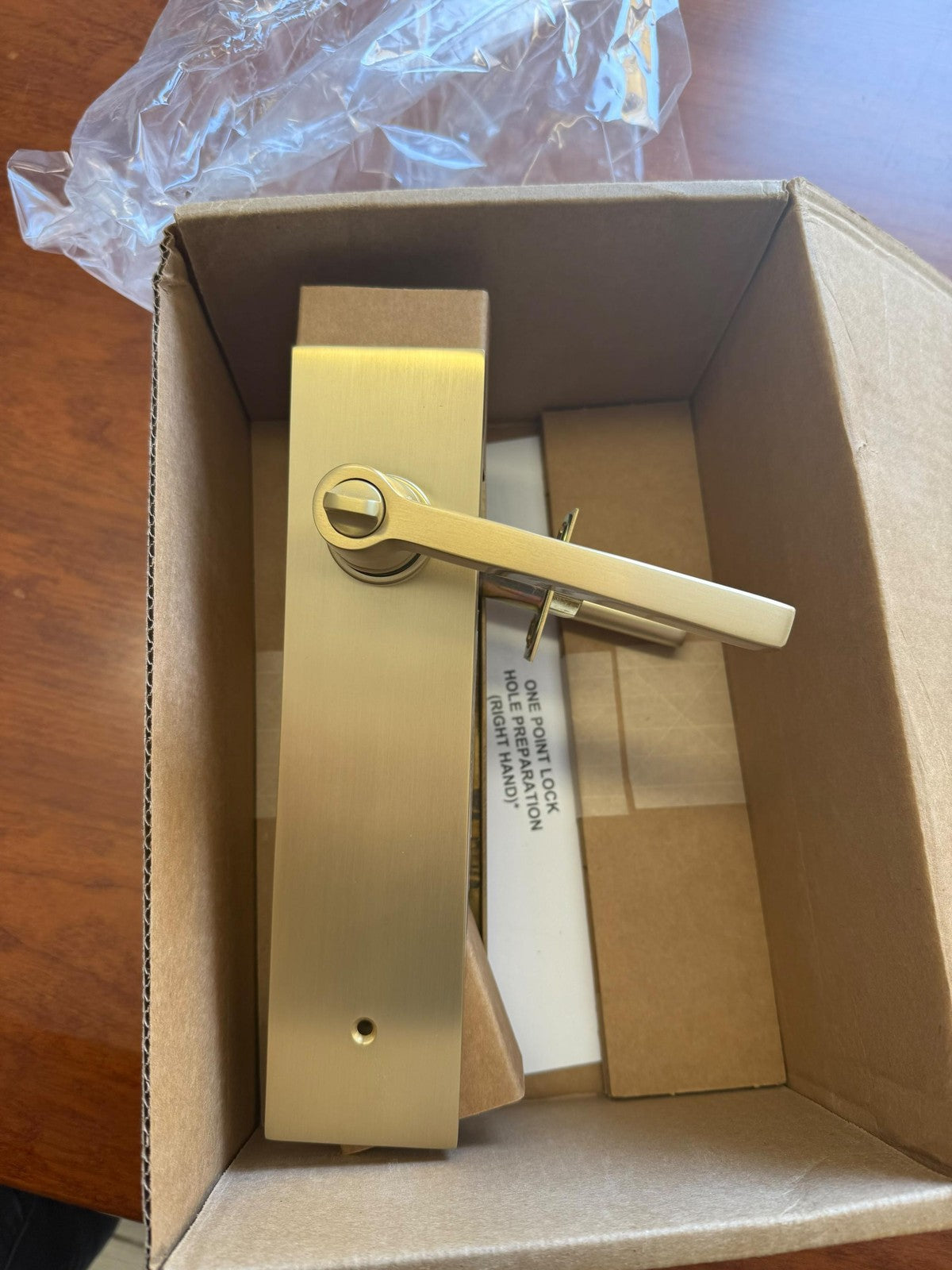 Emtek 5302US4 Satin Brass Modern Rectangular Single Point Key In Lockset