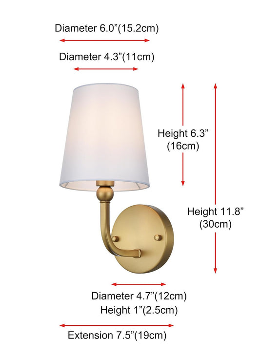 Living District LD7322W6CH Colson 1-Light Metal&Fabric Bath Sconce Chrome/White