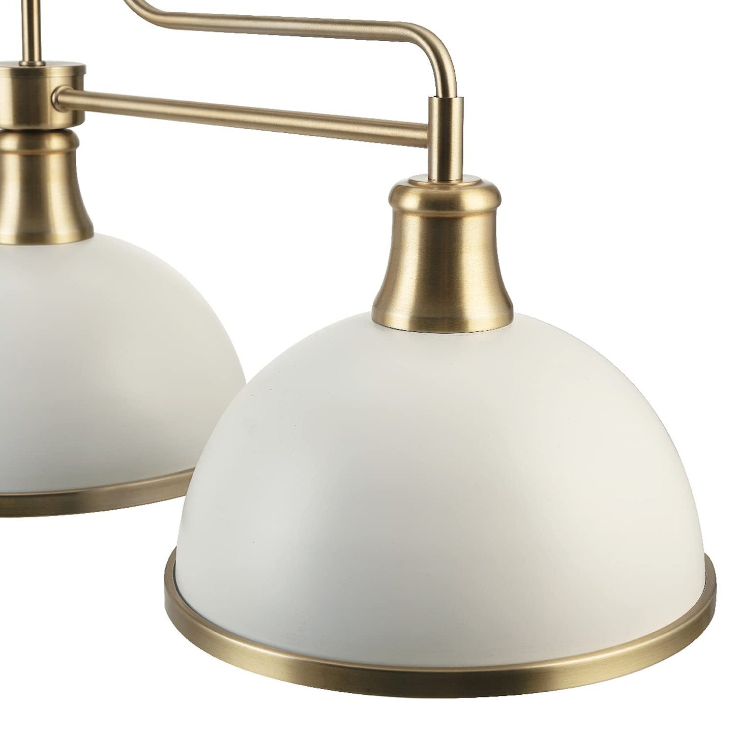 Globe 60885 Beckett 3-Light Linear Chandelier, Matte White, Matte Brass Accents