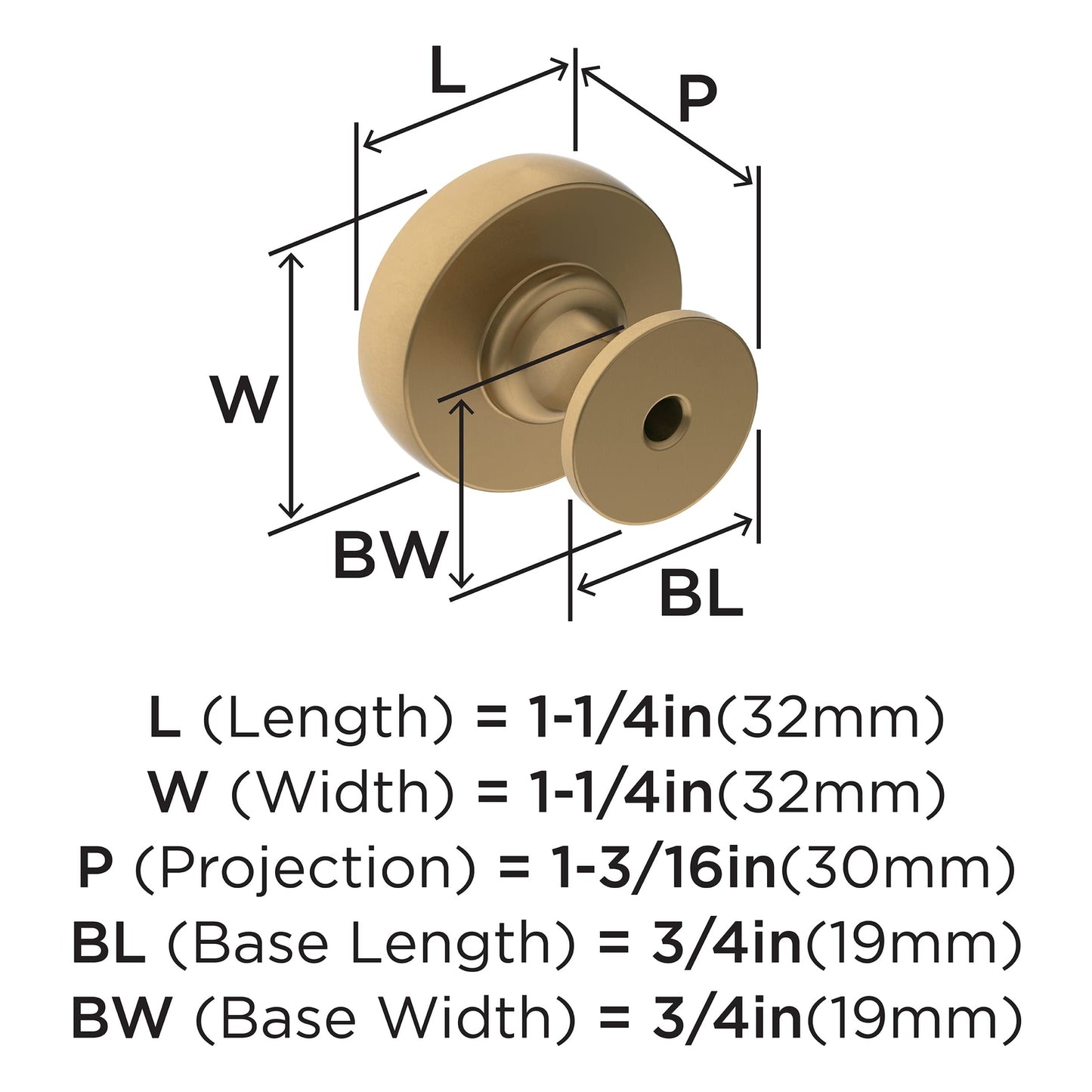 Amerock | Cabinet Knob | Champagne Bronze | 1-1/4 inch (32 mm) Diameter
