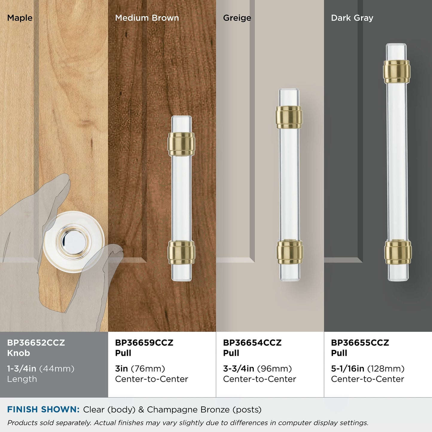Amerock | Cabinet Knob | Clear/Champagne Bronze | Glacio