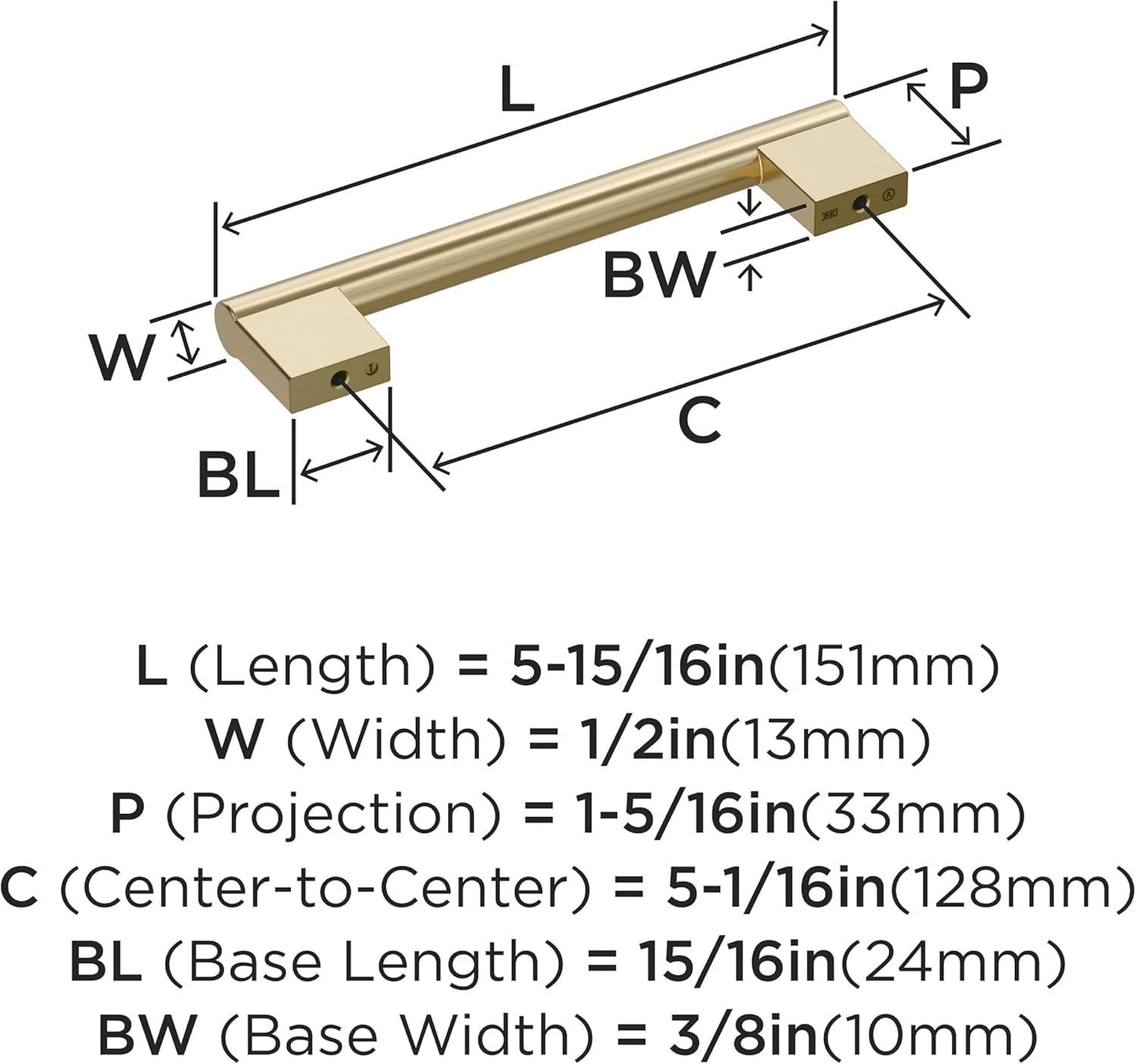 Amerock BP36913BBZ Versa 5-1/16" C2C Golden Champagne Cabinet Pull