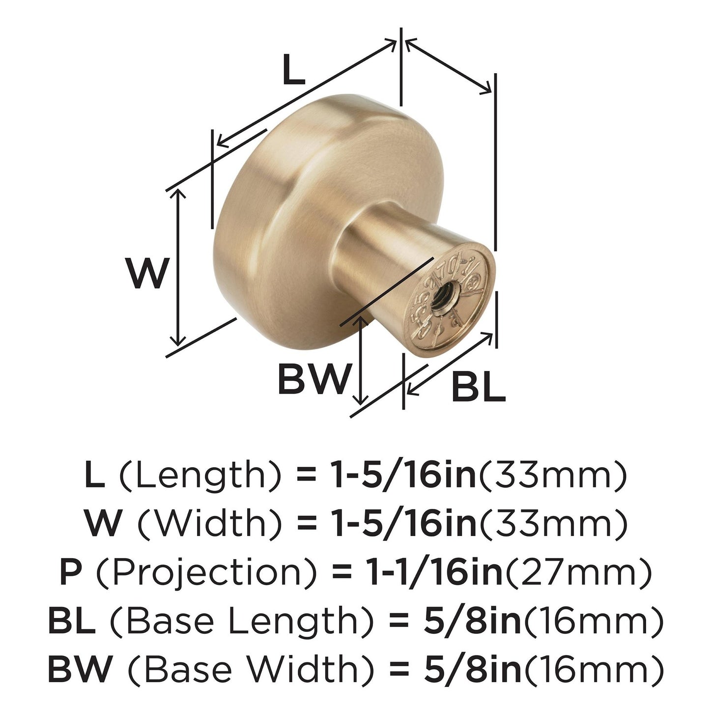 Amerock BP55270CZ Blackrock Cabinet Knob Champagne Bronze 1-5/16 in