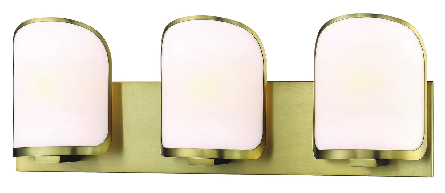 Minka Lavery 2453-695 Bishop Crossing Etched White Glass Vanity Light Soft Brass