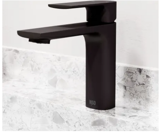 VIGO Matte Black 1 Hole Single Handle Bathroom Sink Faucet