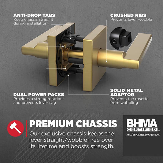 Kwikset Halifax Interior Passage Door Handle, Satin Brass 730 HFL RDT 4 6AL RCS