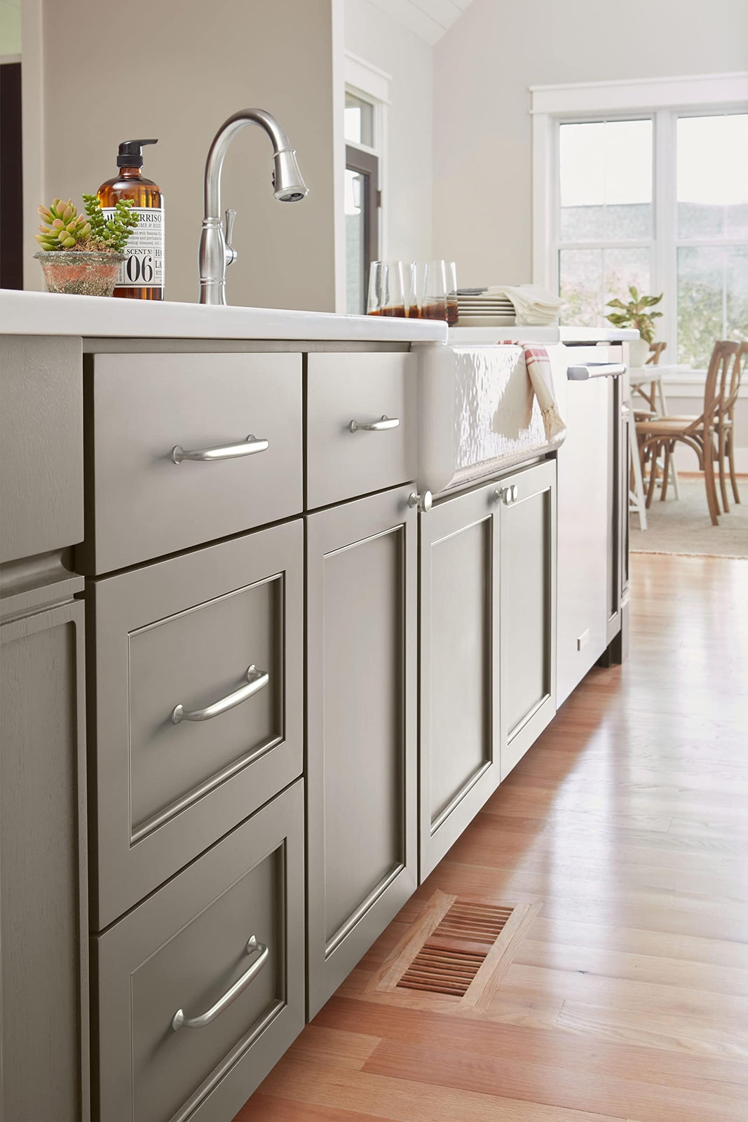 Amerock | Cabinet Pull | Satin Nickel | 3-3/4 inch (96 mm) Center-to-Center