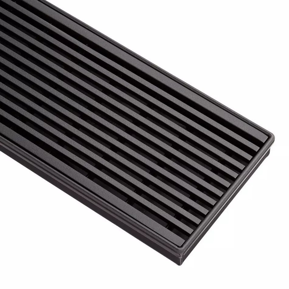 Signature Hardware - 28" Carmen Outdoor Linear Shower Drain Matte Black