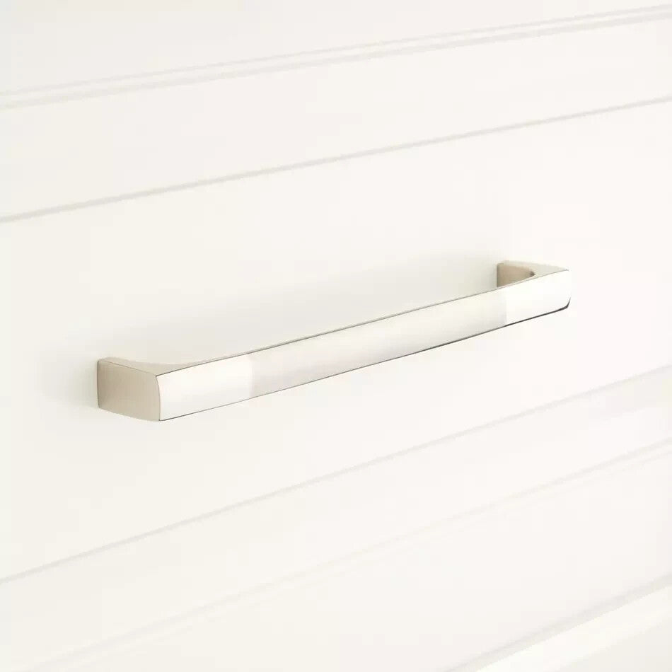 Signature Hardware - 5" Levitt Solid Brass Cabinet Pull-Brushed Nickel-Pack of 4