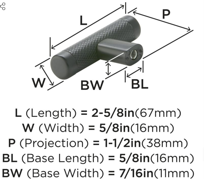 Amerock BP36556BBR - 2 5/8" Long Cabinet Knob in Black Bronze - view 2