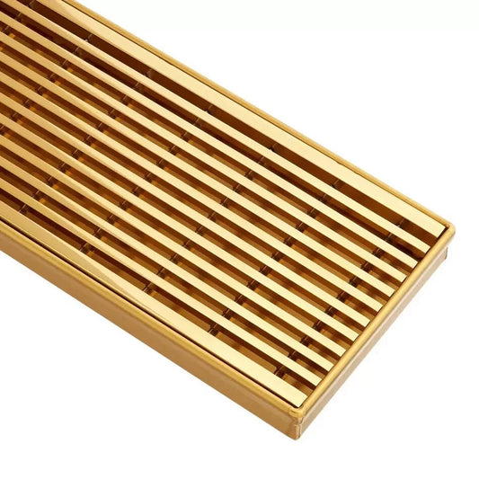 Signature Hardware - 28" Carmen Outdoor Linear Shower Drain - Polished Brass