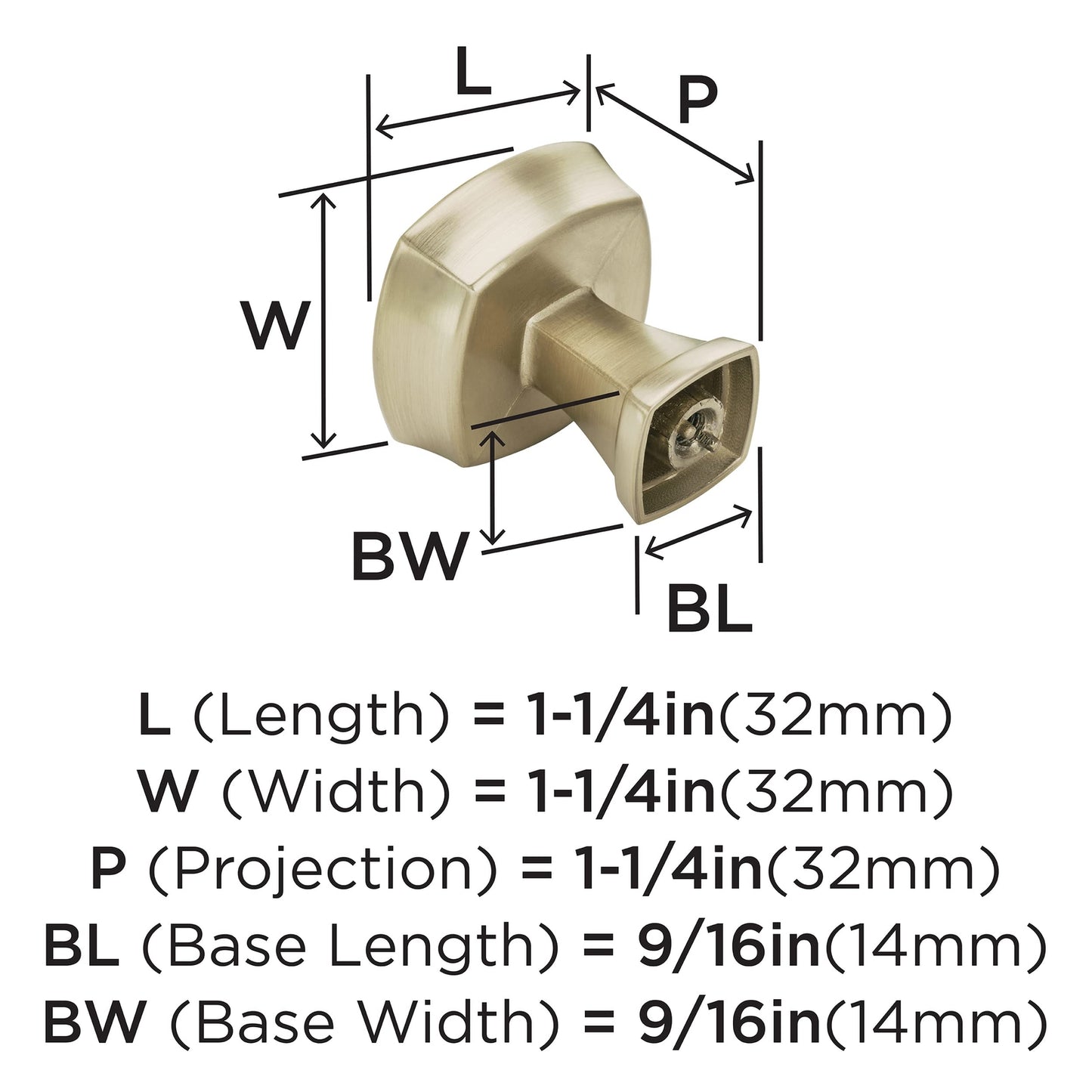 Amerock Cabinet Knob Golden Champagne 1-1/4 inch (32 mm) Length Stature