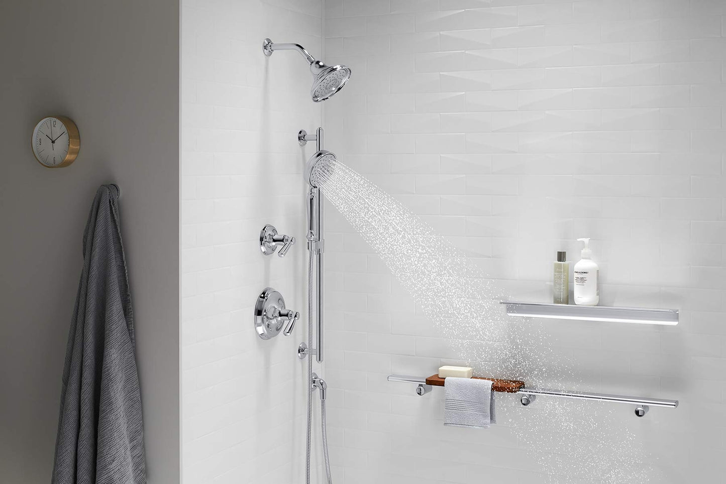 KOHLER 22163-G-CP Bancroft Handheld Showerhead with 3 Spray Settings,1.75GPM, PC