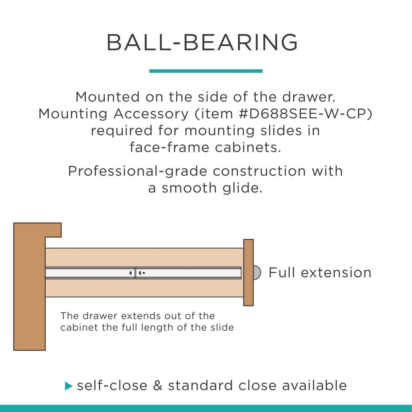 Liberty D68822C-W-TS 22-Inch Bottom Mount Drawer Slide