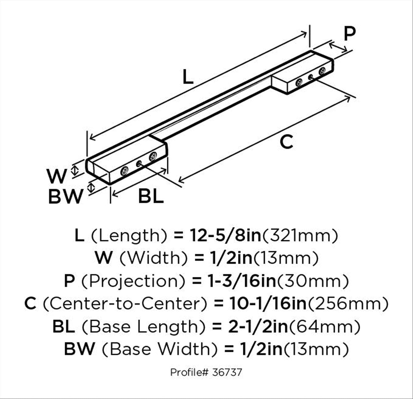 Amerock BP3673726 Separa Cabinet Pull Polished Chrome 10-1/16" C2C