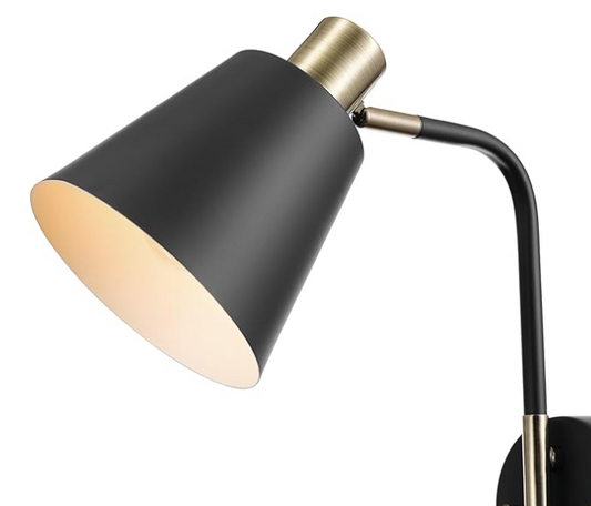 Globe Electric 51374 Cleo 1-Light Wall Sconce, Matte, Antique Brass Accents