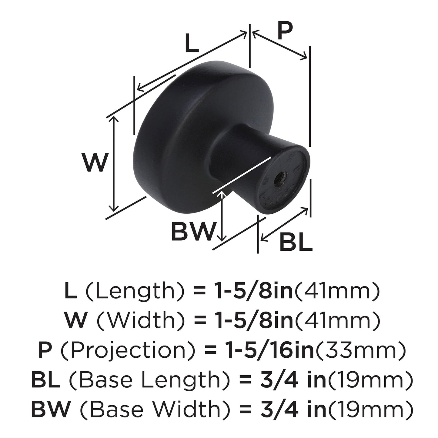 Amerock Cabinet Knob Black Bronze 1-5/8 inch (41 mm) Diameter Blackrock 1 Pack