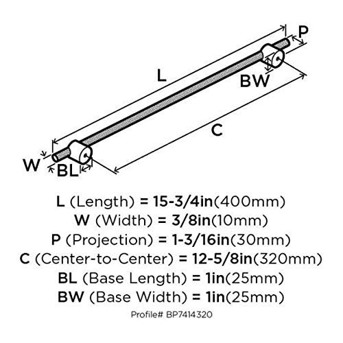 Amerock BP7414320PNPN Transcendent Cabinet Pull Polished Nickel 12-5/8" C2C