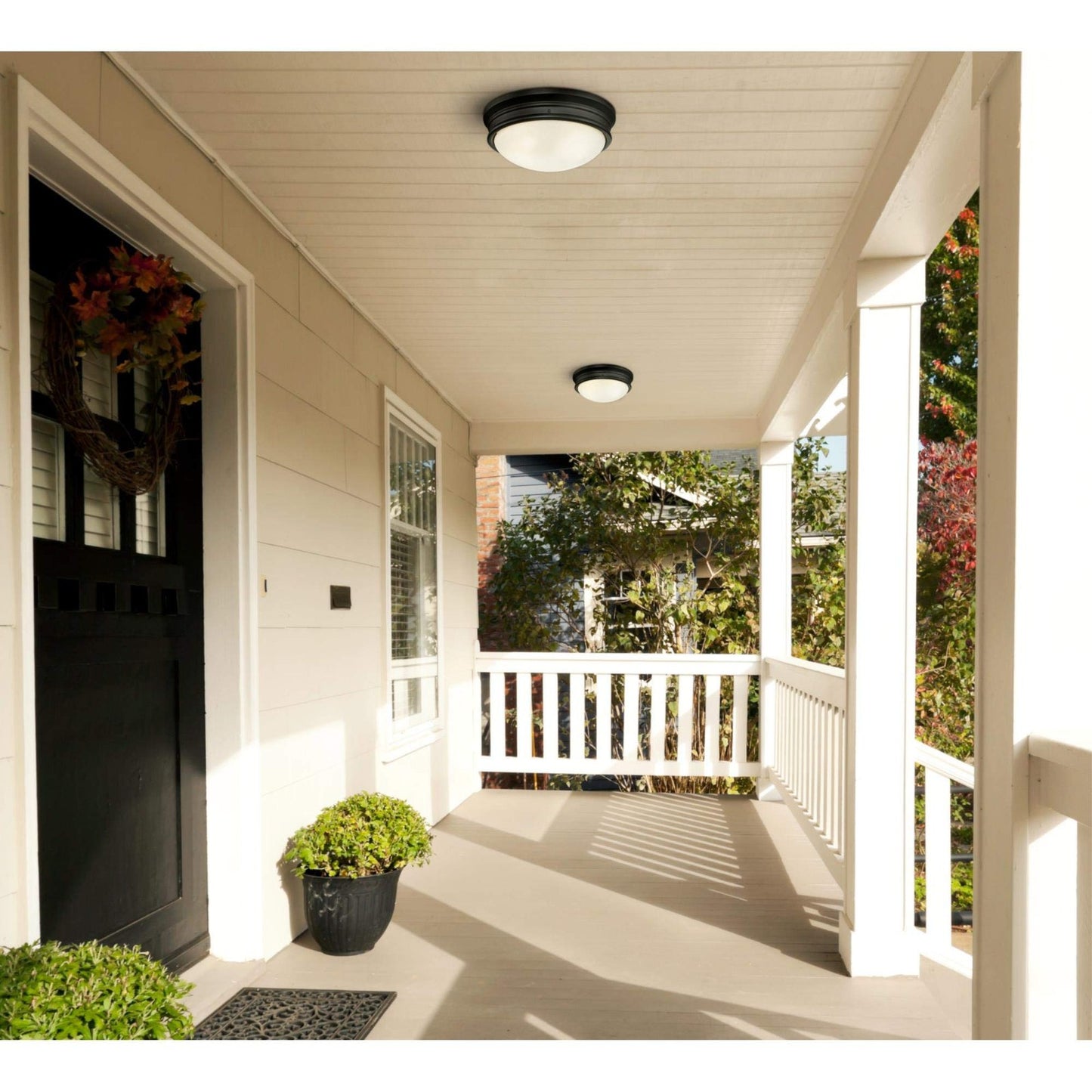 Westinghouse 6578100 Meadowbrook 13" Outdoor Ceiling Light Matte Black Frosted