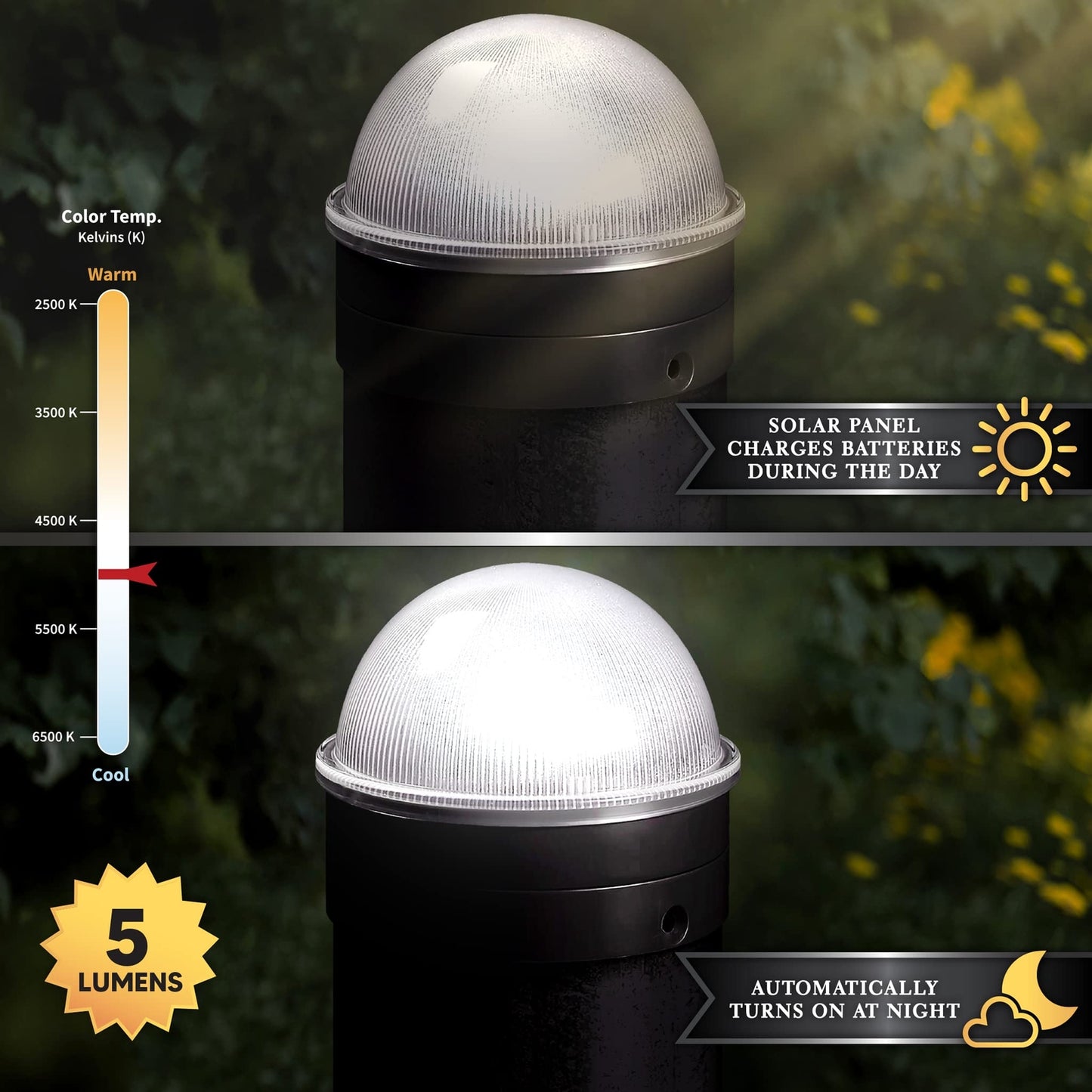 Classy Caps CH2233B Summit Chain Link Solar Post Cap, Black-LED White Light