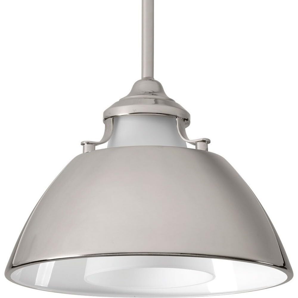 Progress Lighting P500013-143 Carbon One-Light Pendant w/Metal Shade, Graphite