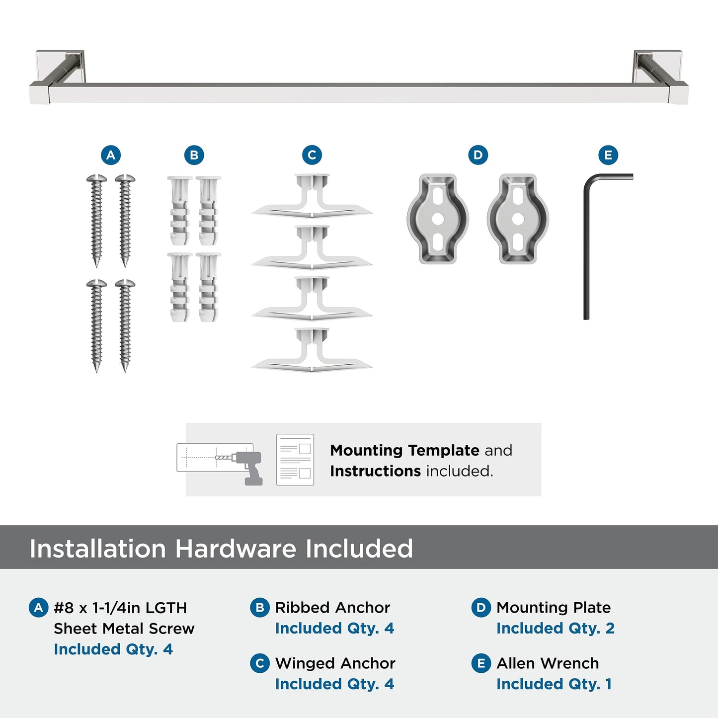 Amerock Appoint Polished Nickel 24 inch (610mm) Towel Bar, BH36074PN