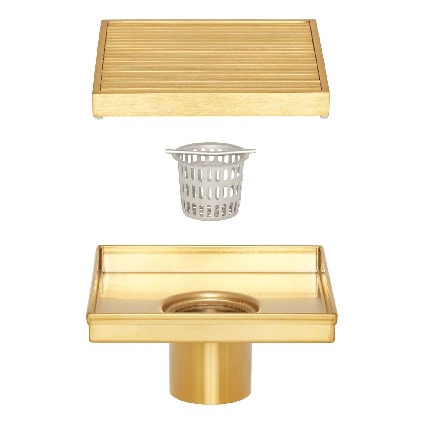 Signature Hardware SH439018BG Carmen 4" Shower Drain with Flange - Brushed Gold