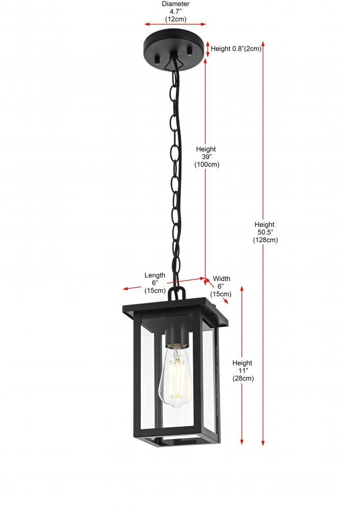 Elegant Lighting OD324H11BK Venango 7 inch Outdoor Pendant in Black