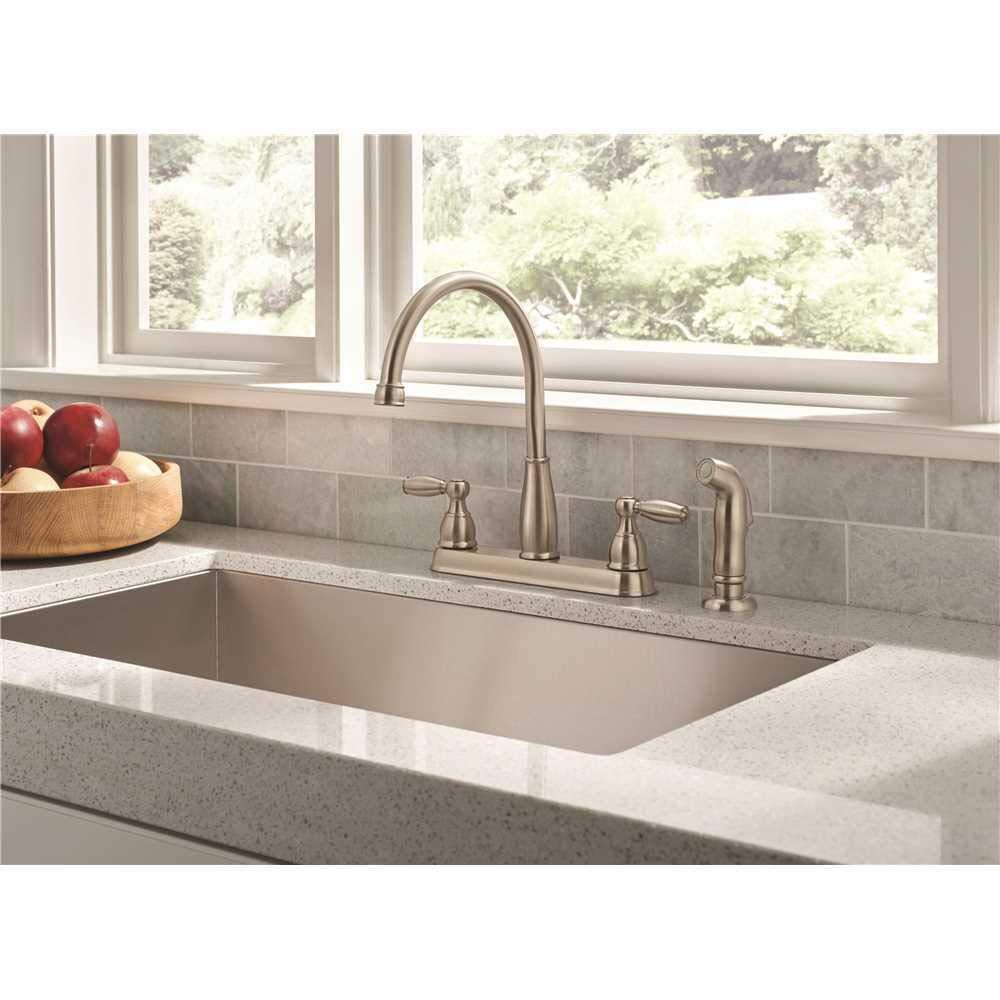 Delta D 21988LFSS S/SPRAY KTCH FCT Polished Deck Mount Faucet
