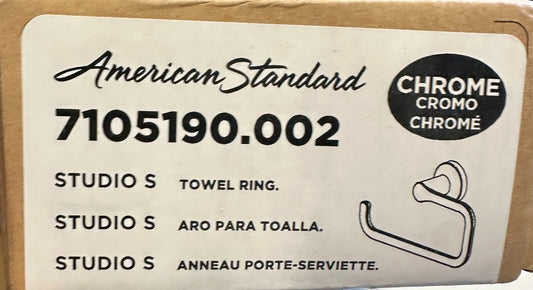 American Standard 7105.190 Chrome Studio S 7-3/4" Wall Mounted Towel Ring