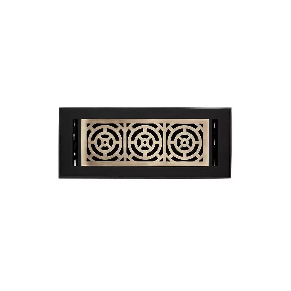 Signature Hardware - Burrel Two-Tone Brass Floor Register - Black/Antique Brass