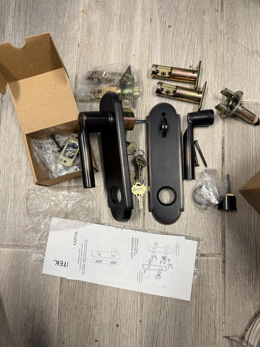 Emtek 5318US10B Annapolis Entry Lock w/Hanover Lever Right Handed-Bronze