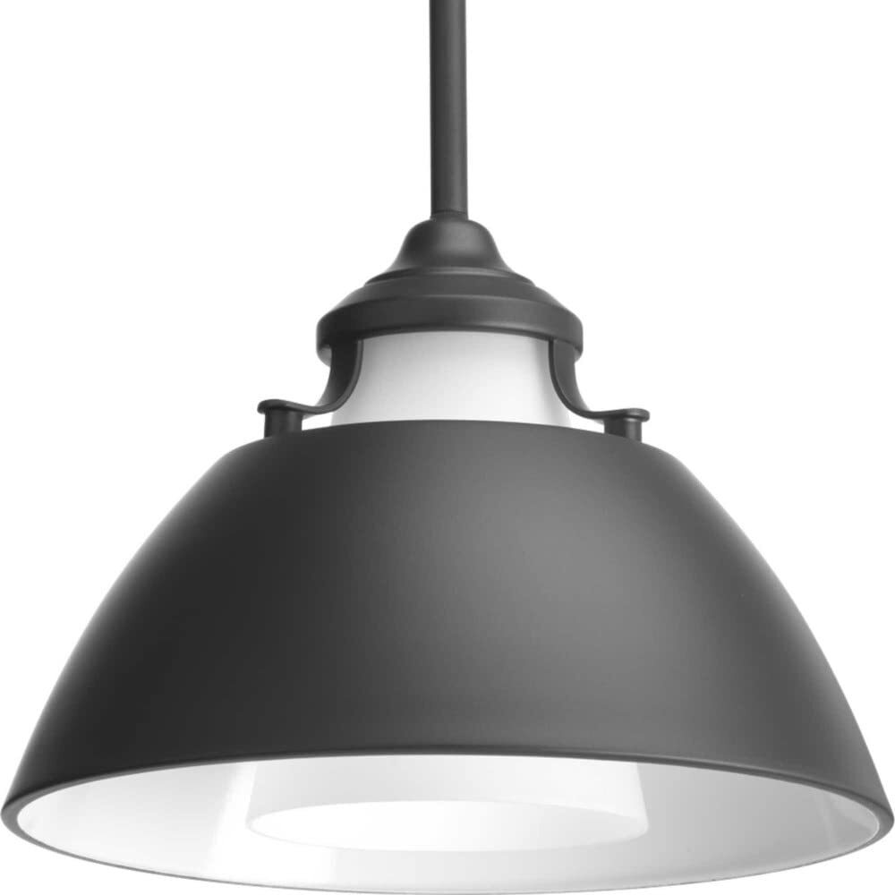 Progress Lighting P500013-143 Carbon One-Light Pendant w/Metal Shade, Graphite
