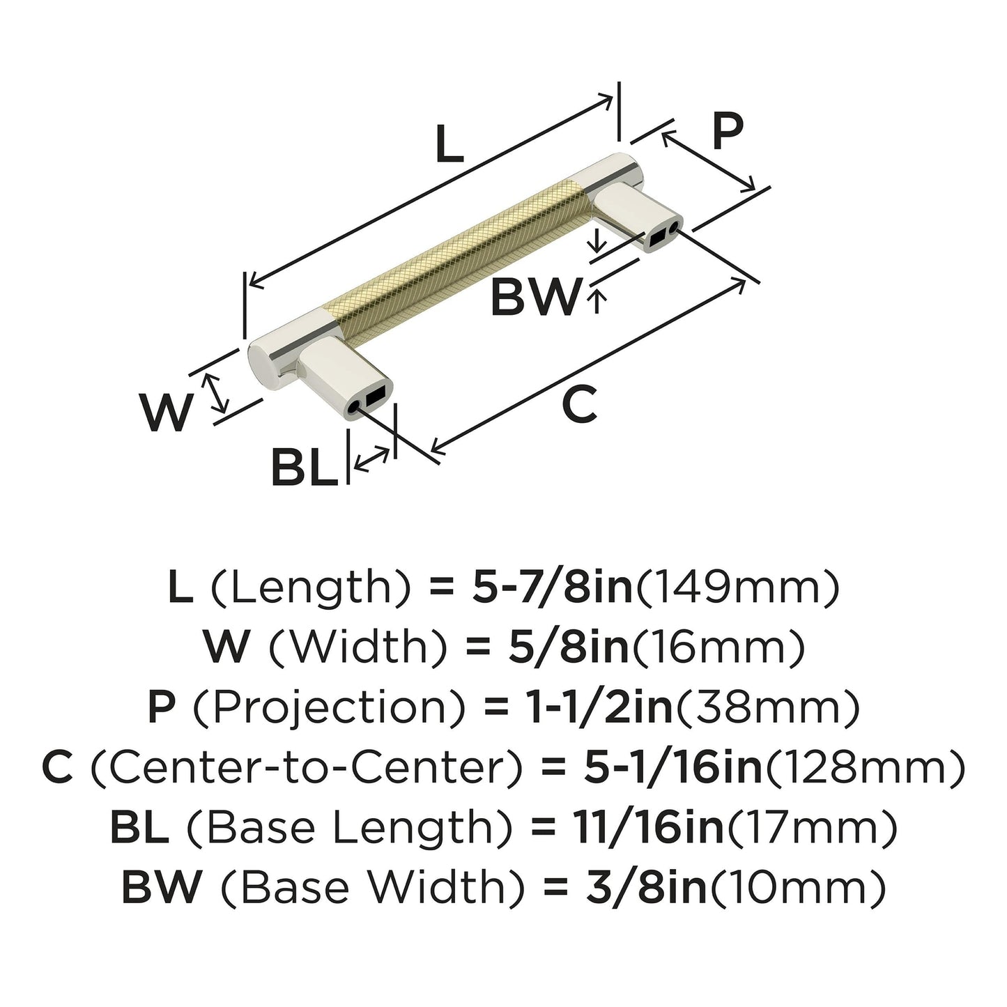 Amerock BP36558PNBBZ Cabinet Pull Polished Nickel/Golden Champagne 5-1/16"