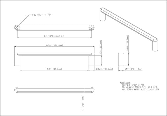 Hardware Resources 105-160MB 160 mm C2C Matte Black Gibson Cabinet Pull