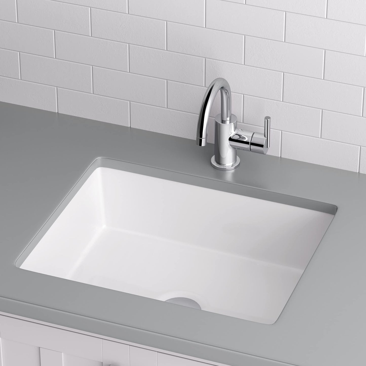 Miseno MNO1713BWH 20"X16" Rectangular Undermount Bathroom Sink w/Overflow-White