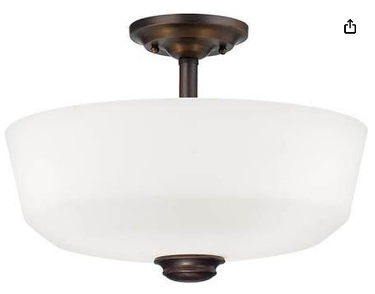 Millennium Lighting 2152-RBZ Two Light Semi-Flush Ceiling Mount, Rubbed Bronze