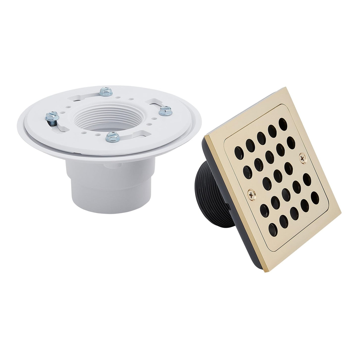 Signature Hardware 948036 Menlo Square Shower Drain with Flange - Aged Brass